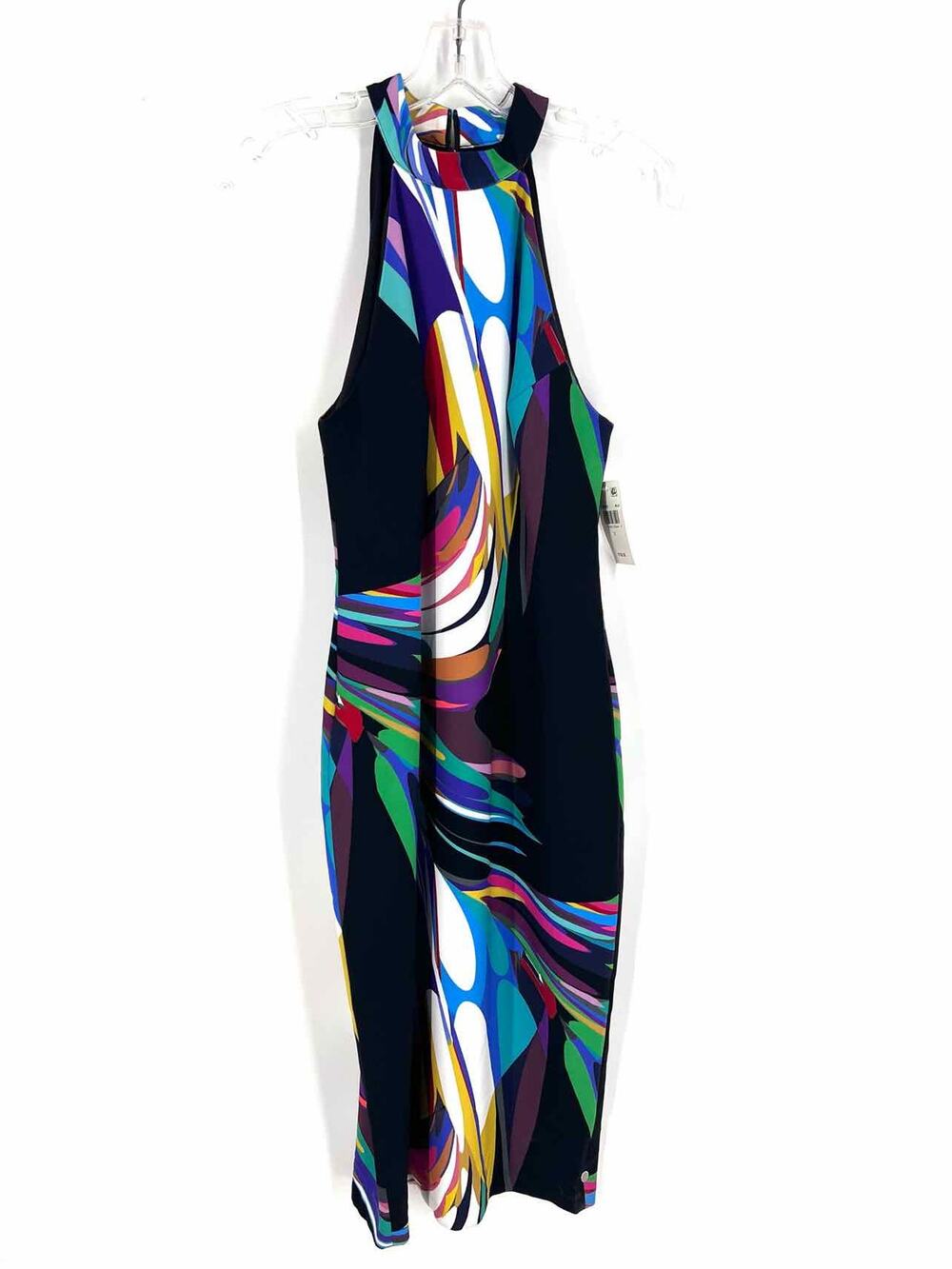 TRINA Size 2 Black/Multi Marbled NEW Designer Dress